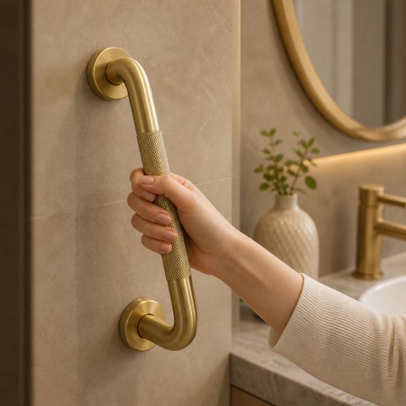 Прямий поручень для ванної Brush Gold