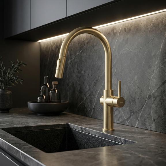 Robinet de cuisine Rea Fresh High Gold Brush