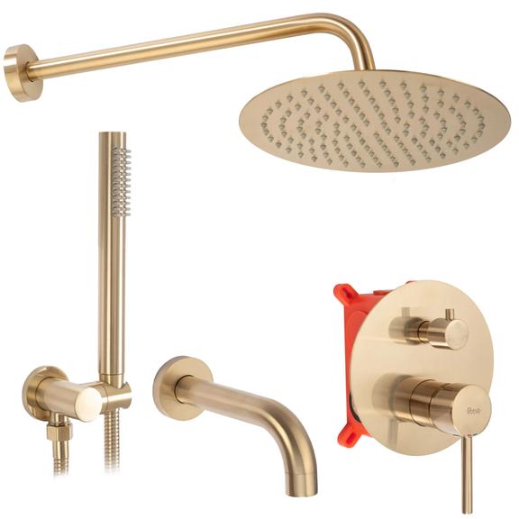 Podomietková kúpeľňová sada REA LUNGO Brush Gold + BOX