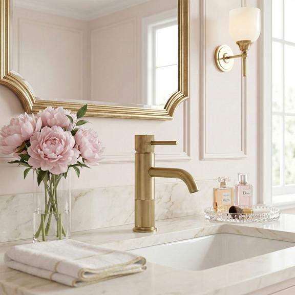 Fürdőszobai csaptelep Rea Lungo Stripe Brush Gold Low