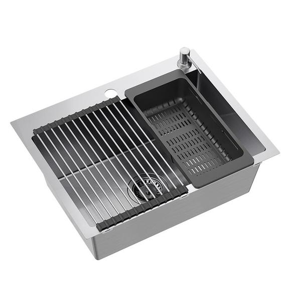 Tērauda izlietne LUKE 110 WORKSTATION BRUSH NICKEL