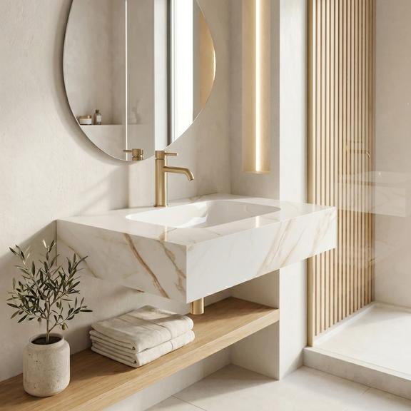 Umywalka ścienna Rea Aresa Grey Gold 70