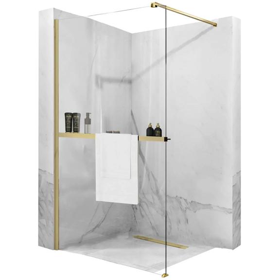 Wieszak na ręczniki Półka EVO złoty szczotkowany na ścianki prysznicowe