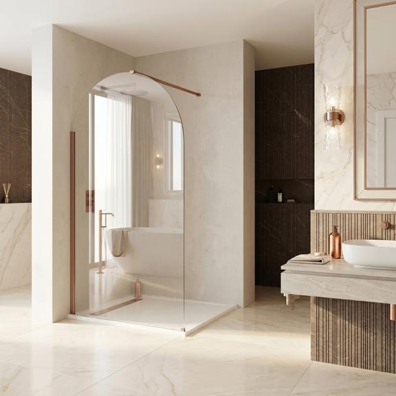 Ścianka prysznicowa Walk-In Rea Heaven Brush Copper 110