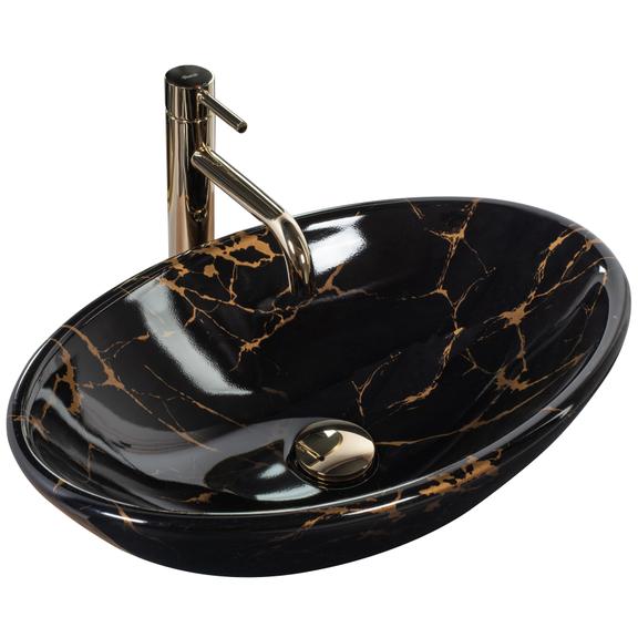 Lavoar pentru blat REA Pamela Black Marble Shiny