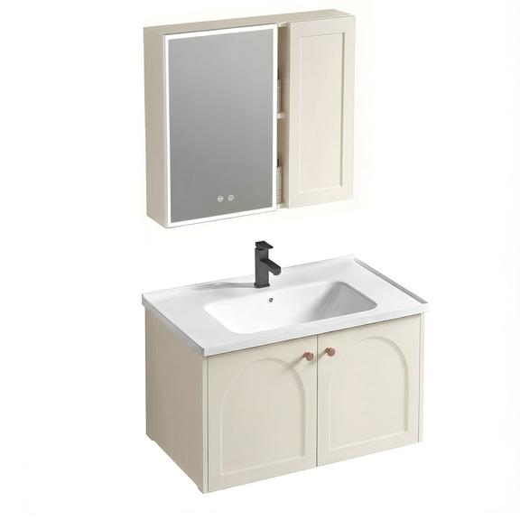 Conjunto de muebles de baño con lavabo Denver 80cm Creme