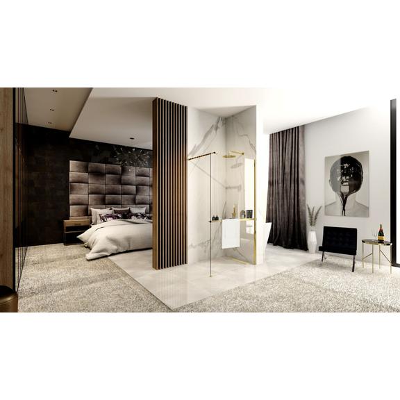 Parede de chuveiro Rea Aero Złota N 80 Walk In com prateleira e cabide Evo