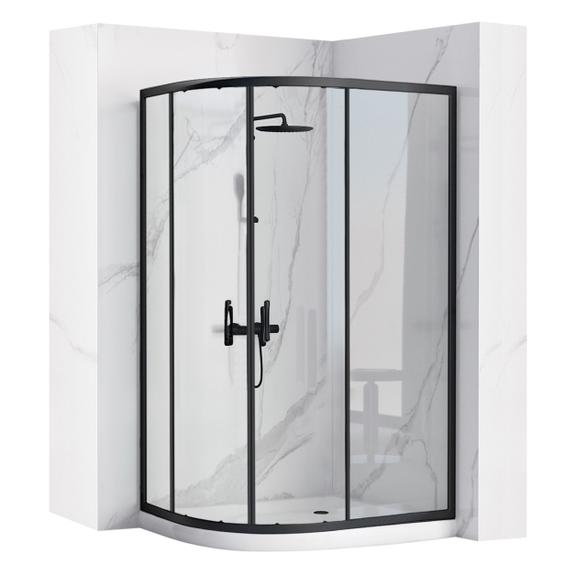 Cabine de douche REA Look Black 80x100 + Receveur de douche Look White