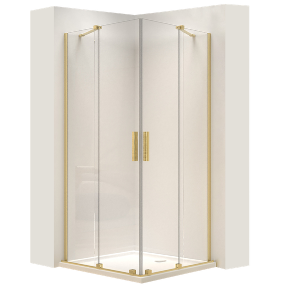 REA Cabine de duche preta Montana Double Gold Brush 80x100