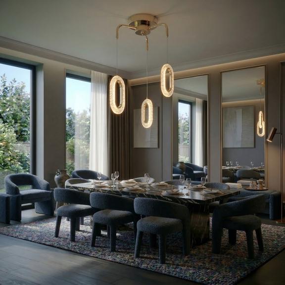 LAMPA SUFITOWA WISZĄCA LED G173-3CP ZŁOTA