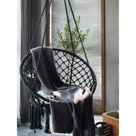 Fotel wiszący boho z poduszką black 490129A