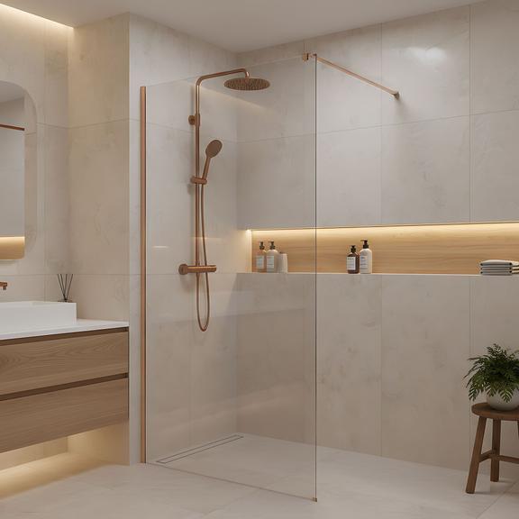 Sprchová zástěna Rea Flexi Transparent / Brush Copper 70