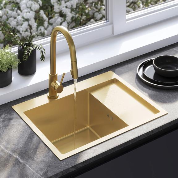 Évier en acier Fin BRUSH GOLD