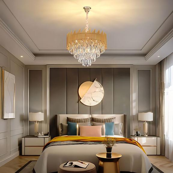 Lampa Wisząca z Kryształami G062-CP 50CM ZŁOTA