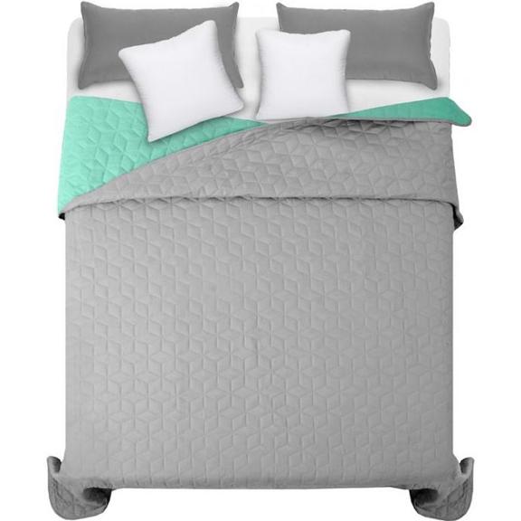 Narzuta dwustronna pikowana Diamante Mint / L.Grey