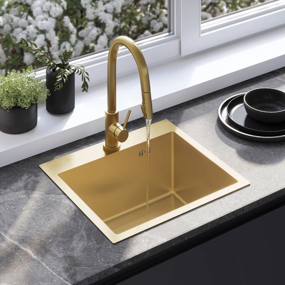 Évier en acier Leo 50 BRUSH GOLD