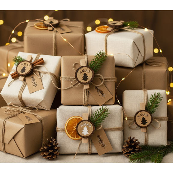 KLAMERKI DREWNIANE 8 SZTUK CHOINKI KL-21X11