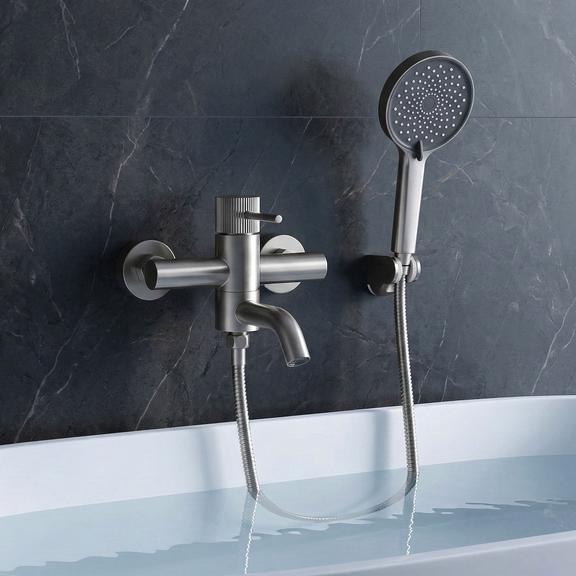 Bateria wannowa Rea Lungo Stripe Nikiel Szczotkowany