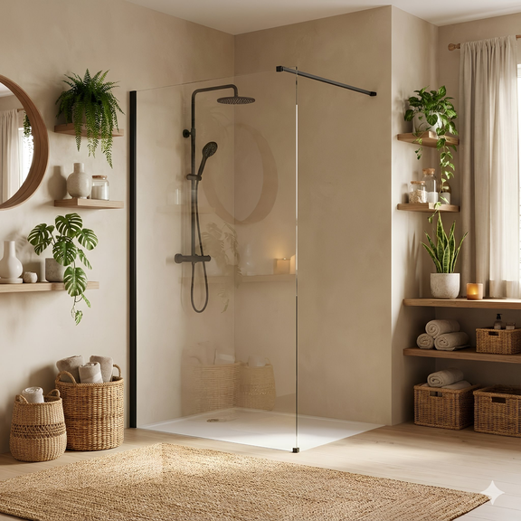 Kabina prysznicowa Walk-In Rea Flexi Transparent / Black 100