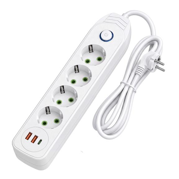Listwa zasilająca Przedłużacz 4 gniazda + 2x USB-A + USB-C JNH025-4B Biały