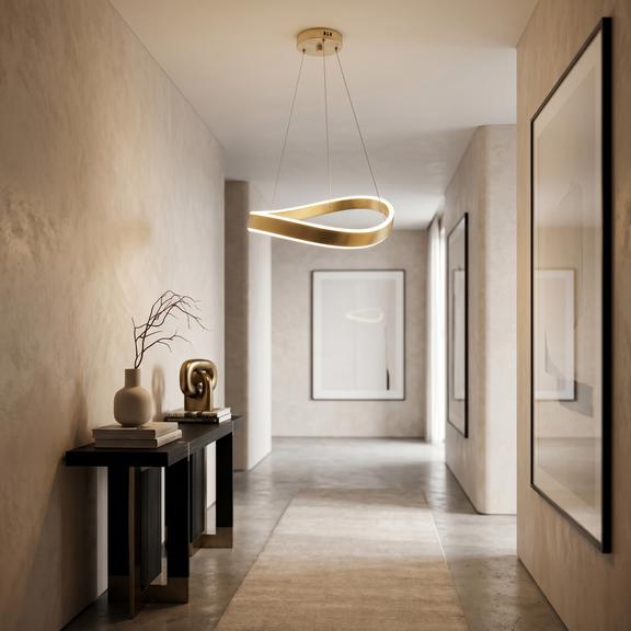 LAMPA SUFITOWA WISZĄCA SWE065-CP 40cm ZŁOTA SZCZOTKOWANA