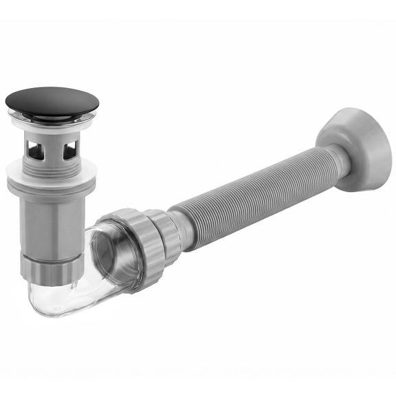 Syfon umywalkowy z korkiem klik-klak Rea Flow Czarny