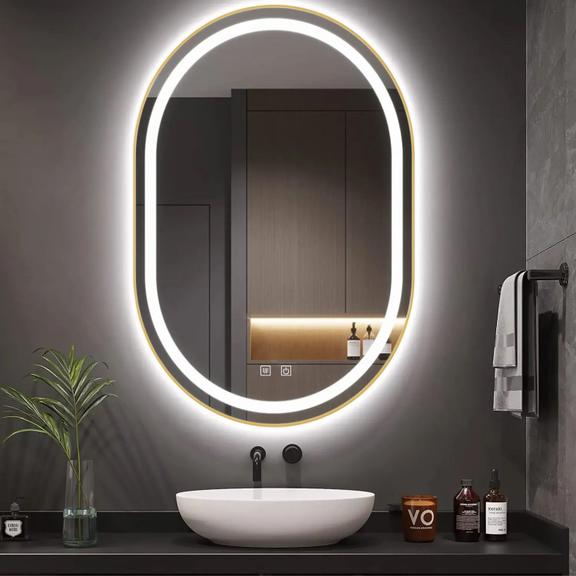 Mirror LED OLL 60x90 cm Brush Gold