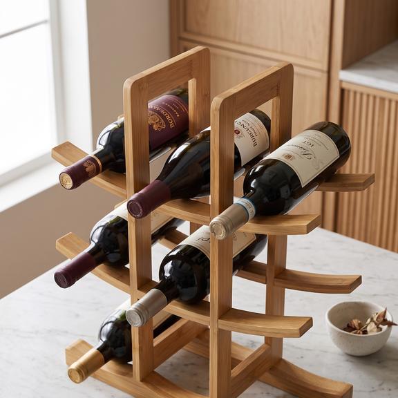 Stojak bambusowy na wino 371572