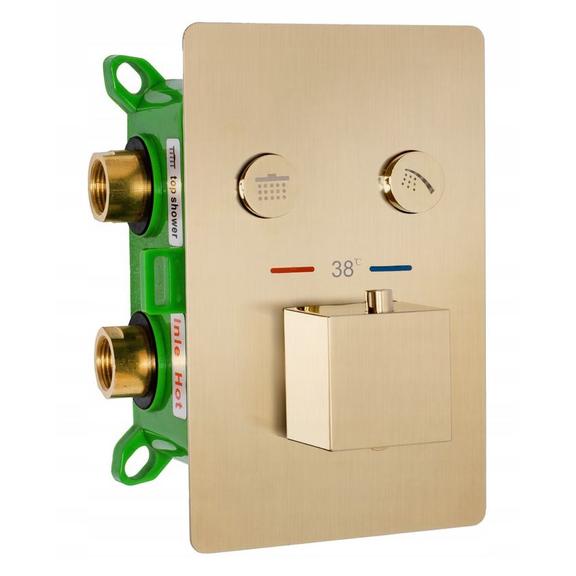 Zestaw Prysznicowy Podtynkowy z termostatem FENIX DAVIS Złoty Szczotkowany + BOX