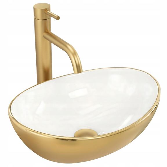 Umywalka nablatowa Basaro Sara Gold / White