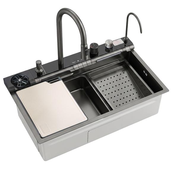 Fregadero multifuncional de acero 10 en 1 REA Alonzo Negro