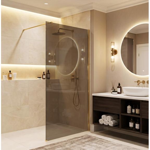 Shower screen Rea Flexi Brown / Gold 80