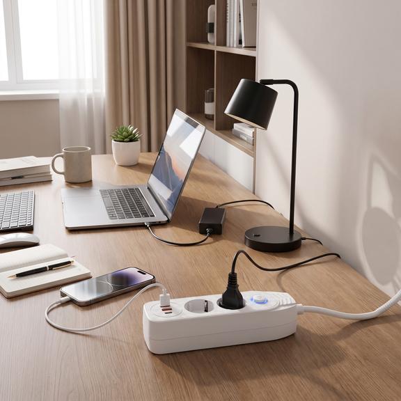 Listwa zasilająca Przedłużacz 2 gniazda + 2x USB-A + USB-C JNH023-2B Biały