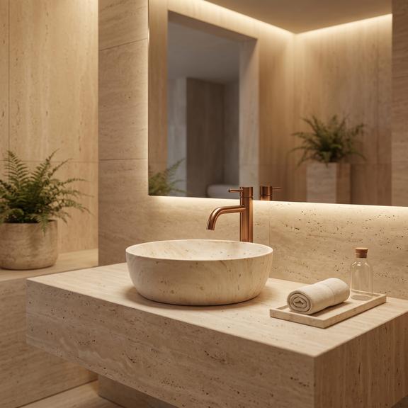 Amelia Travertine Classic 48 Lavatório de apoio brilhante