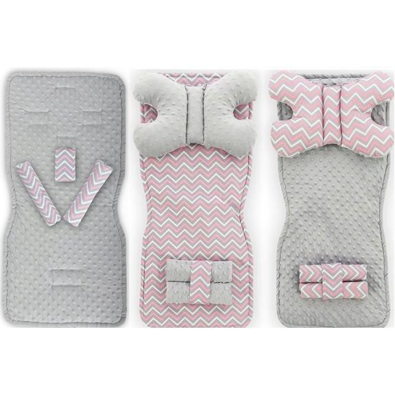 Mata do wózka dwustronna 4w1 Pink/Grey ZigZag