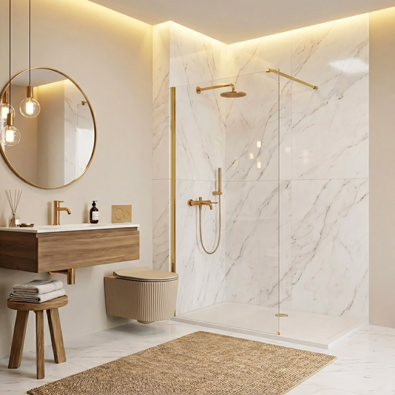 Duschwand Rea Flexi Transparent / Gold 70