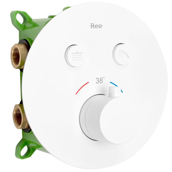 Zestaw Prysznicowy Podtynkowy LUNGO MILER Biały z termostatem + BOX