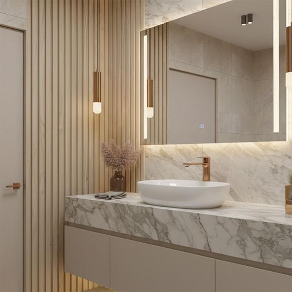 Bateria Umywalkowa REA Drop Miedź Szczotkowana Wysoka