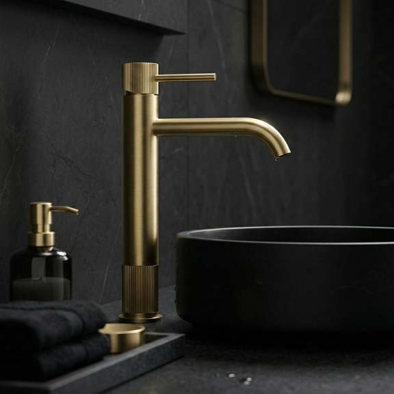 Fürdőszobai csaptelep Rea Lungo Stripe Brush Gold