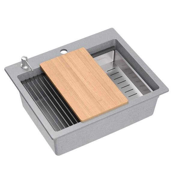 granīta izlietne KURT 110 WORKSTATION Grey Metallic