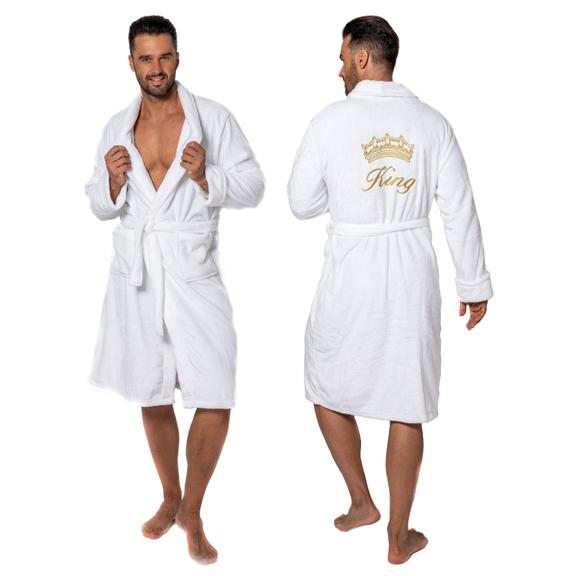 Bathrobe MEN King White collar L/XL