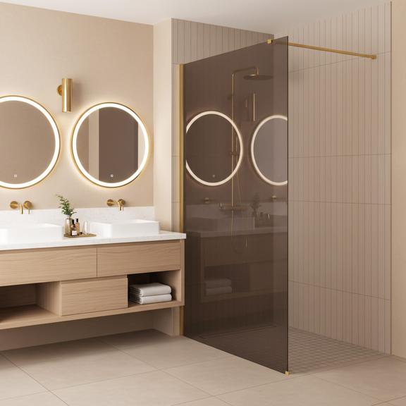 Duschwand Rea Flexi Brown / Gold 120