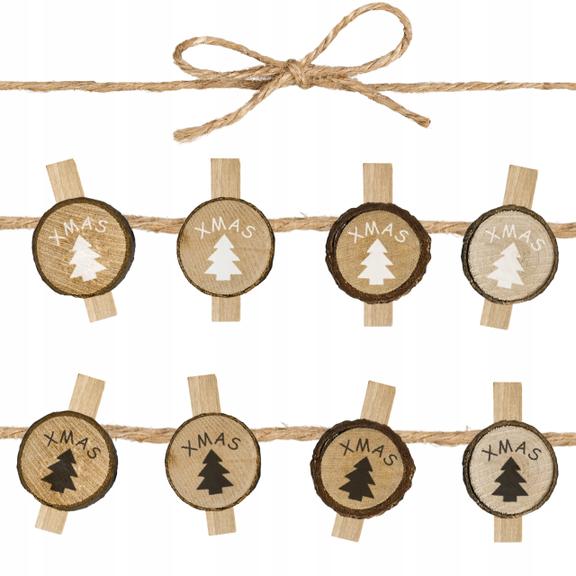 KLAMERKI DREWNIANE 8 SZTUK CHOINKI KL-21X11