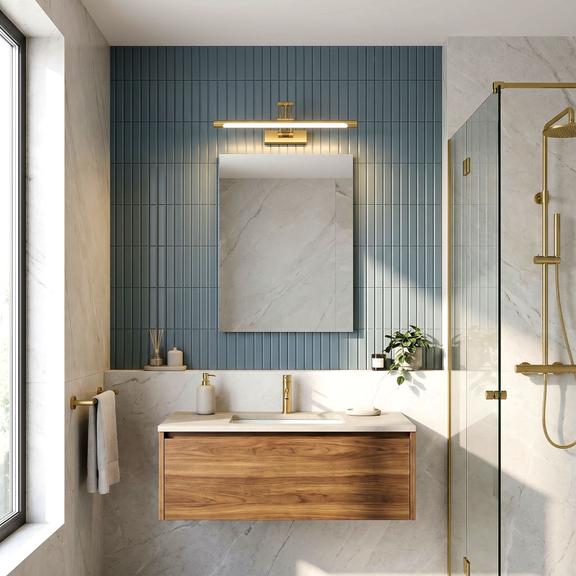 Kúpeľňové nástenné LED svietidlo SWE022-1W 42cm Brush Gold