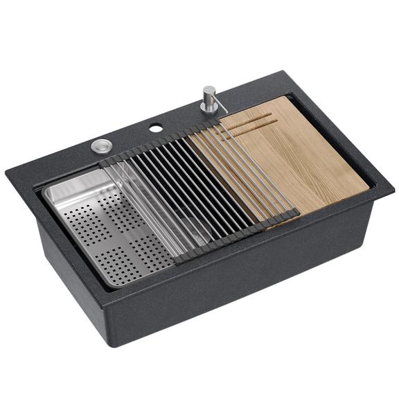 granīta izlietne MARC 110 WORKSTATION Black Metallic