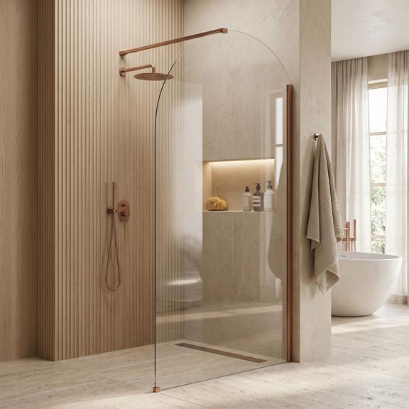 Ścianka prysznicowa Walk-In Rea Heaven Brush Copper 100