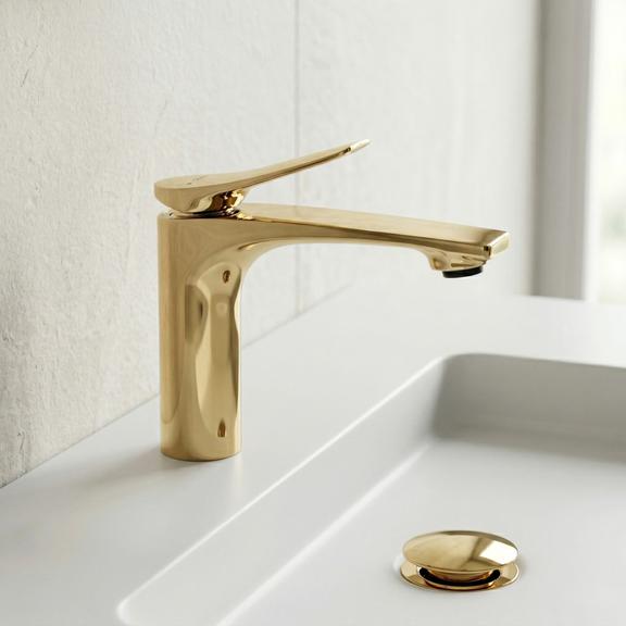 Izlietnes jaucējkrāns PREMIUM REA Vision Gold Low