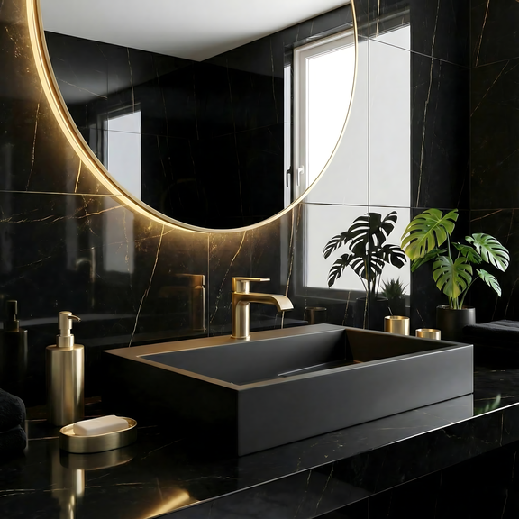 Waschbecken Konglomerat GOYA Black Matt 70CM