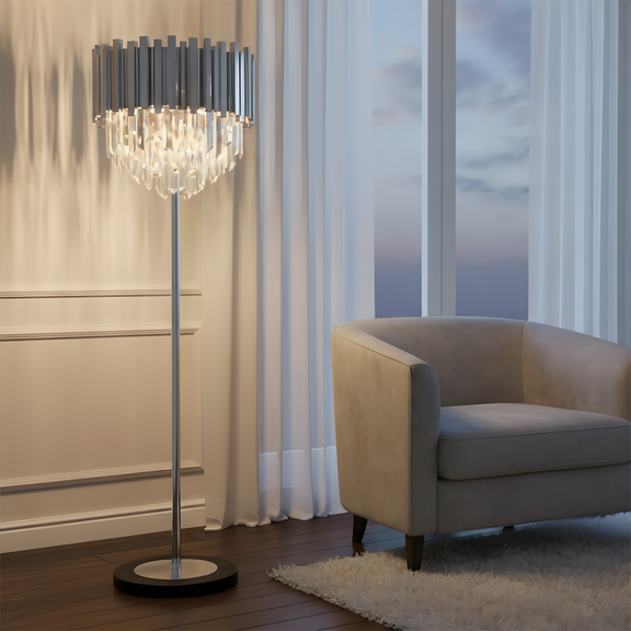 Lampa Stojąca Podłogowa APP1716-3F Chrom