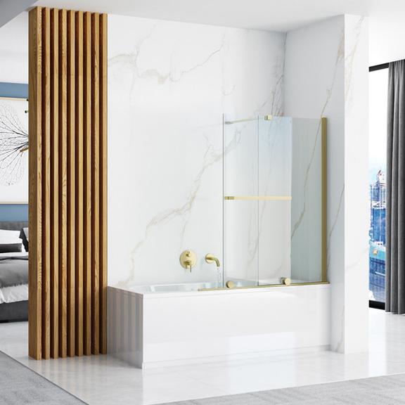 Paravan de baie Rea Fabian Gold Brush 100